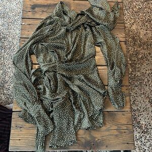 Acler Dohney green polka dot wrap dress